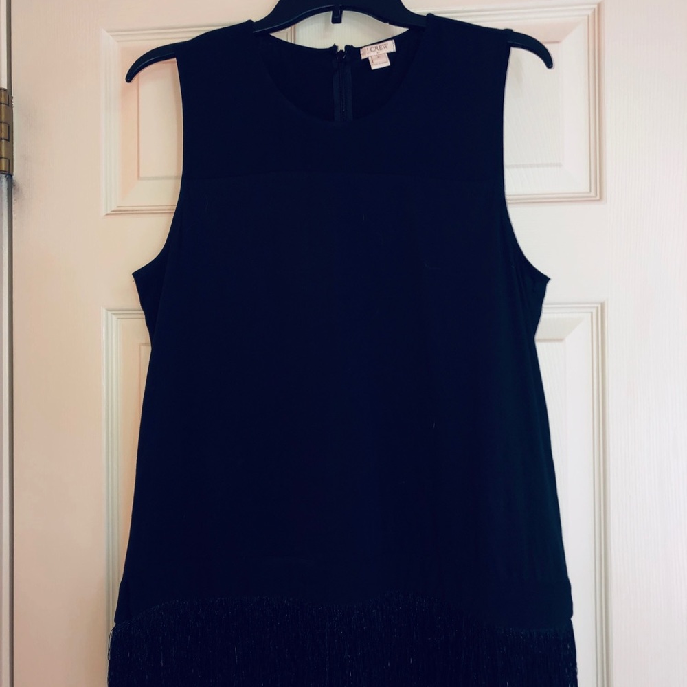 NWOT J.Crew Black Fringe Sleevless Tank Top